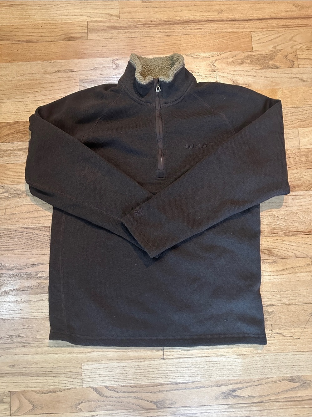 Timberland Dark Brown Quarter-Zip Sherpa Collar Sweater